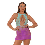 Lace By LJ Ombre Faux Lace-Up Mini Dress > Clothes > Dresses and Chemises - Tophatter Daily Deals
