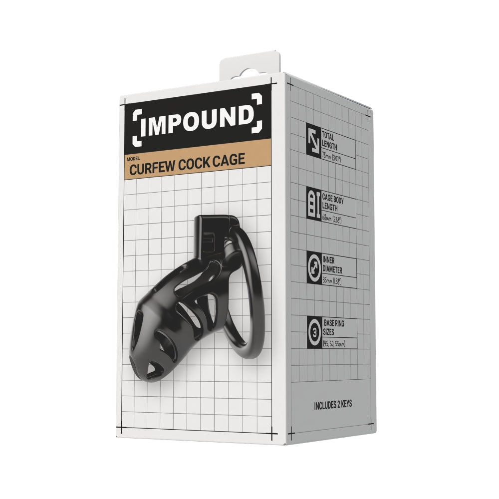 Impound Curfew – Chastity Cage with Multiple Base Rings 78mm Length > Bondage Gear > Male Chastity - Tophatter Daily Deals