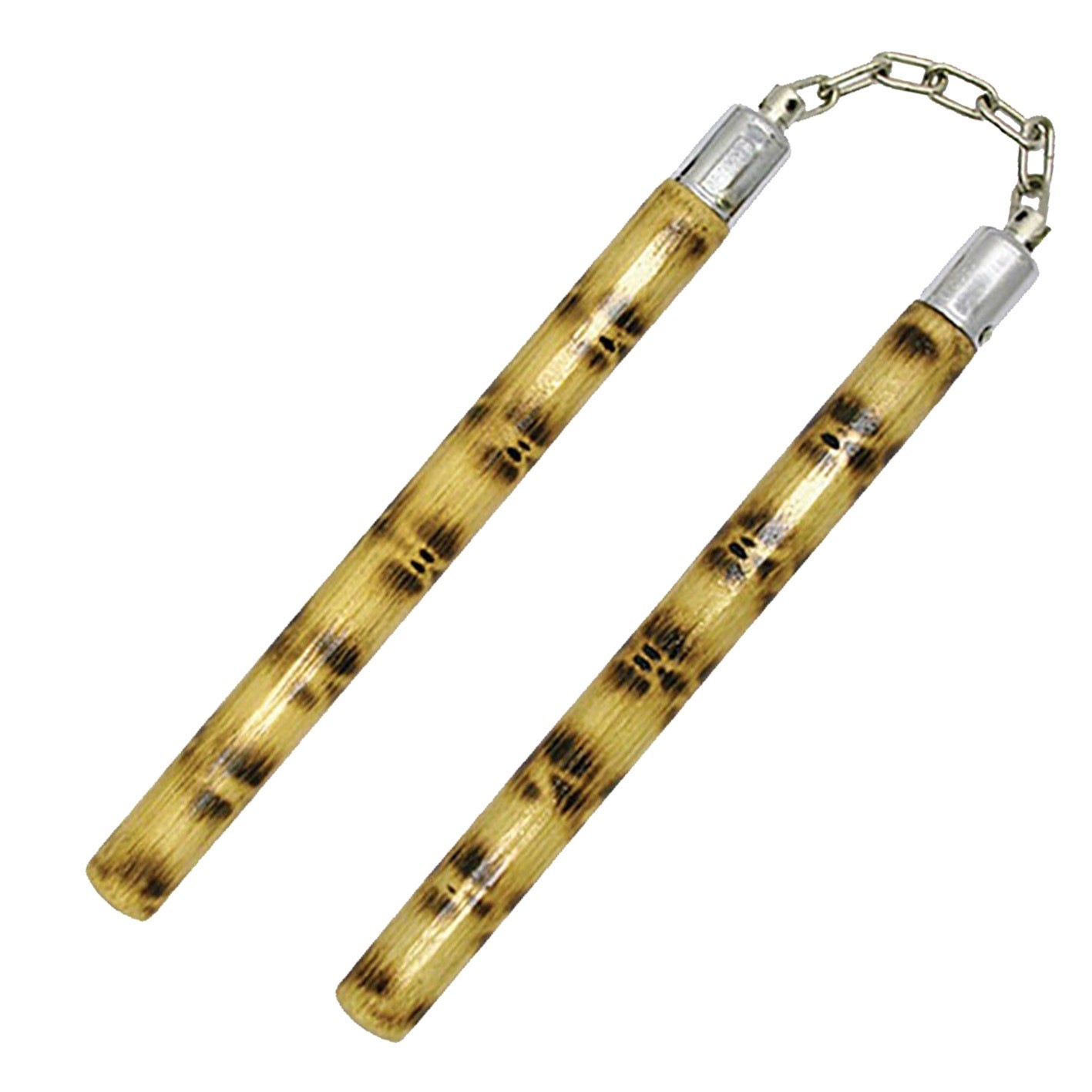 12 Inch Round Burnt Rattan Wood Nunchaku Ball Bearing Chain Collectible Weapons - Tophatter Daily Deals