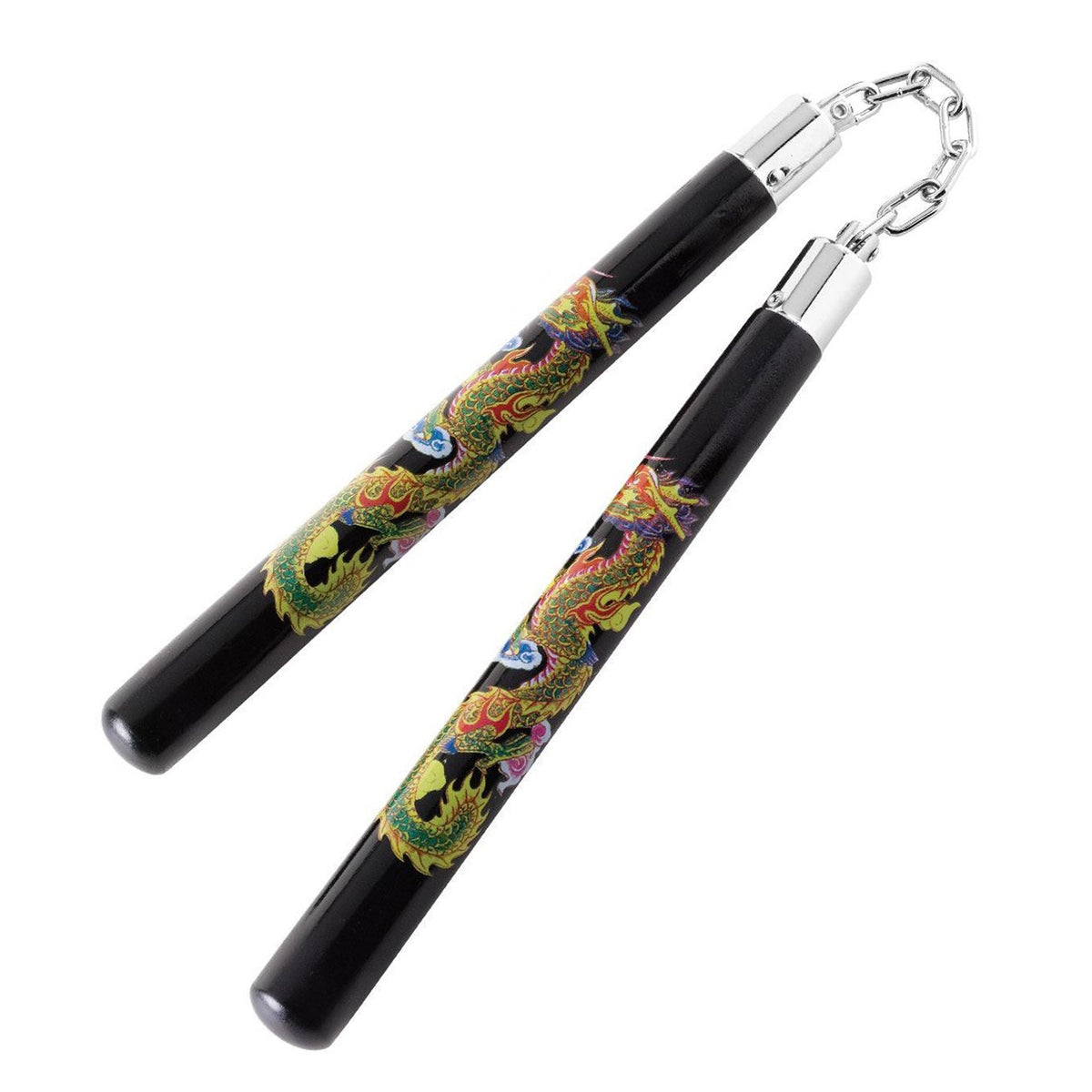 12 Inch Black Round Hardwood Chinese Dragon Nunchaku Collectible Weapons - Tophatter Daily Deals