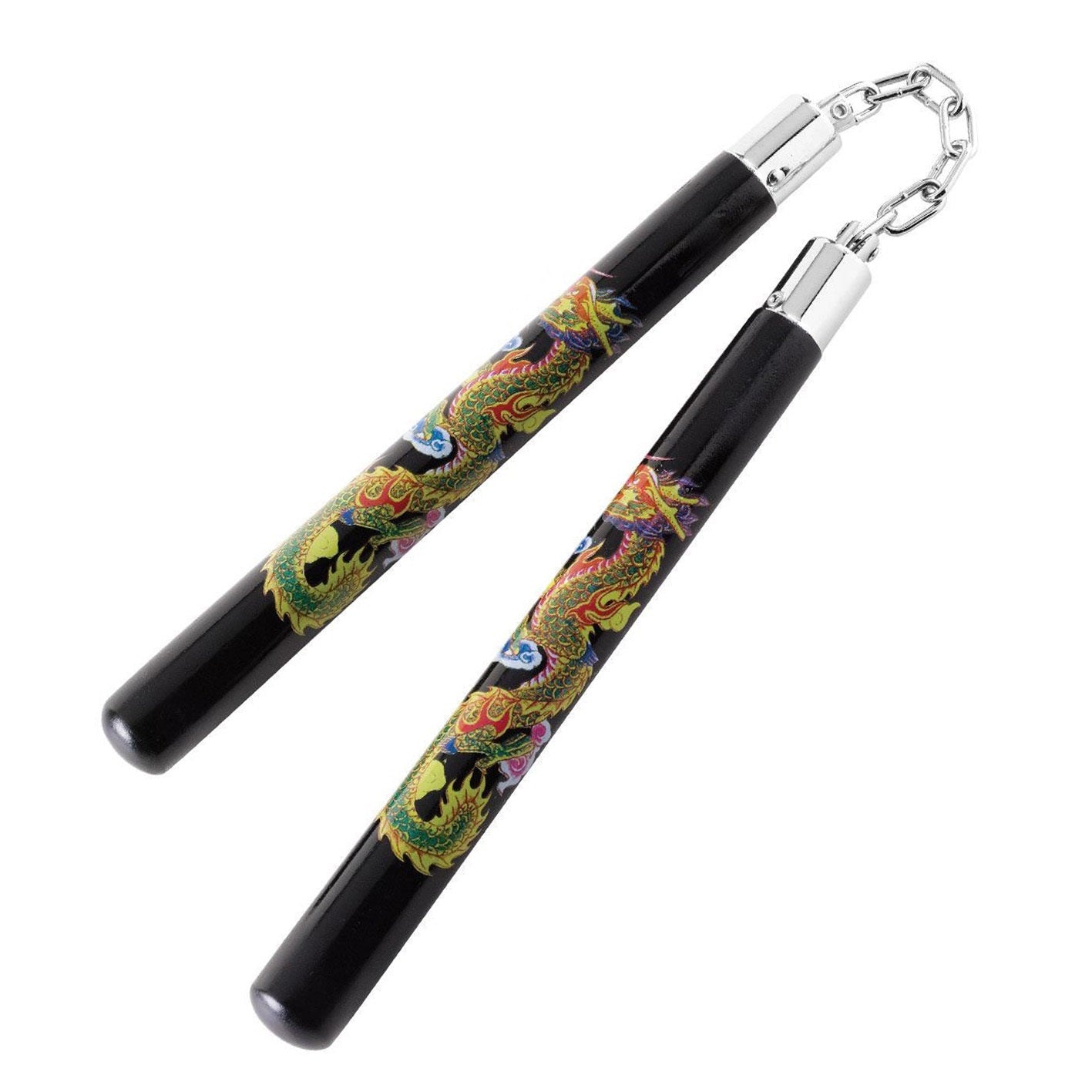 12 Inch Black Round Hardwood Chinese Dragon Nunchaku - Tophatter's Guns'N'Weapons Store Collectible Weapons - Tophatter Daily Deals