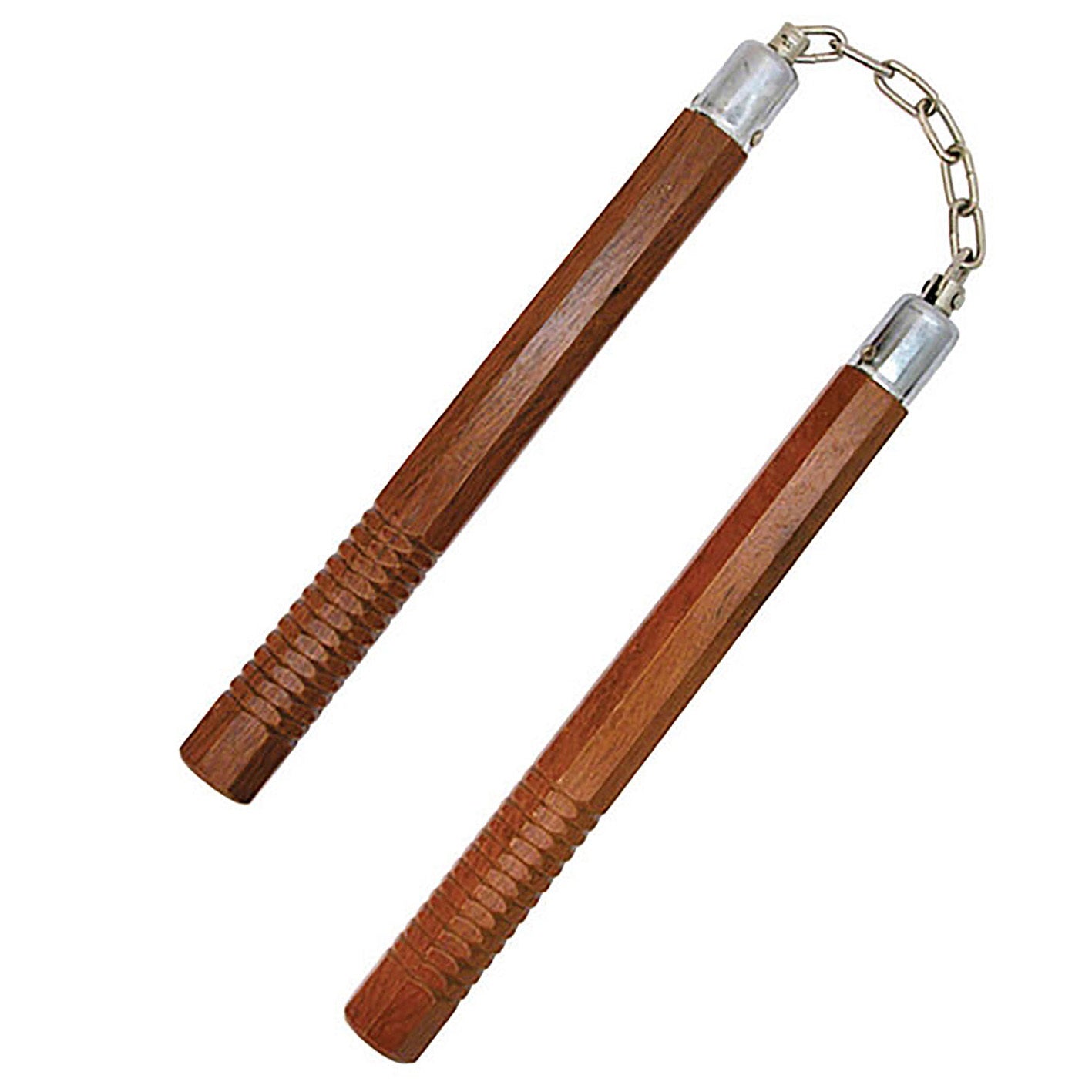 12 inch Natural Wood Brown Octagon Nunchaku with Grip Collectible Weapons - Tophatter Daily Deals