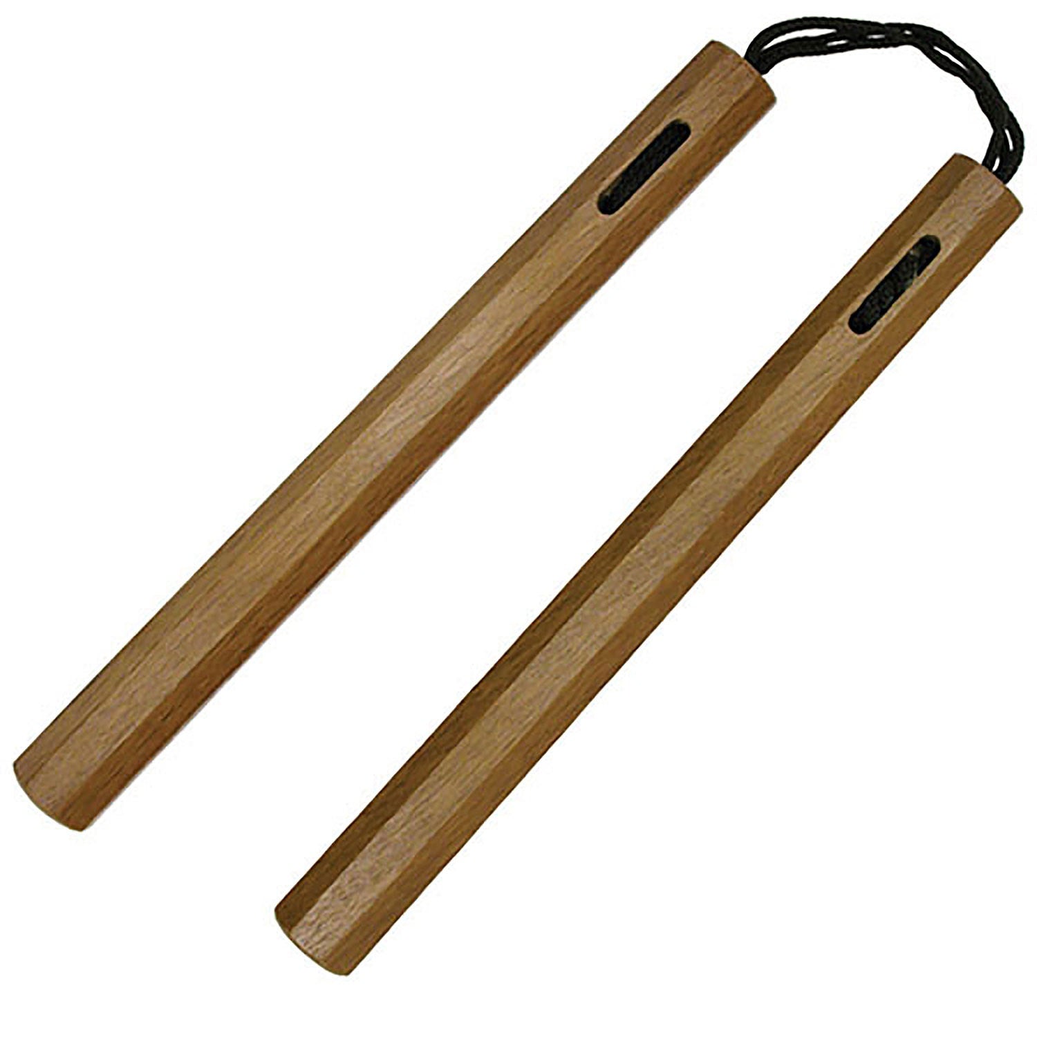 Nunchucks 12 Inch Octagonal Brown Wood Nunchaku - Tophatter's Guns'N'Weapons Store Collectible Weapons - Tophatter Daily Deals