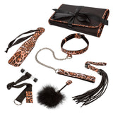 Unleashed Adventure Set 7-Piece Animal Print Faux Leather BDSM Kit with Travel Case > Bondage Gear > Bondage Kits - Tophatter Daily Deals