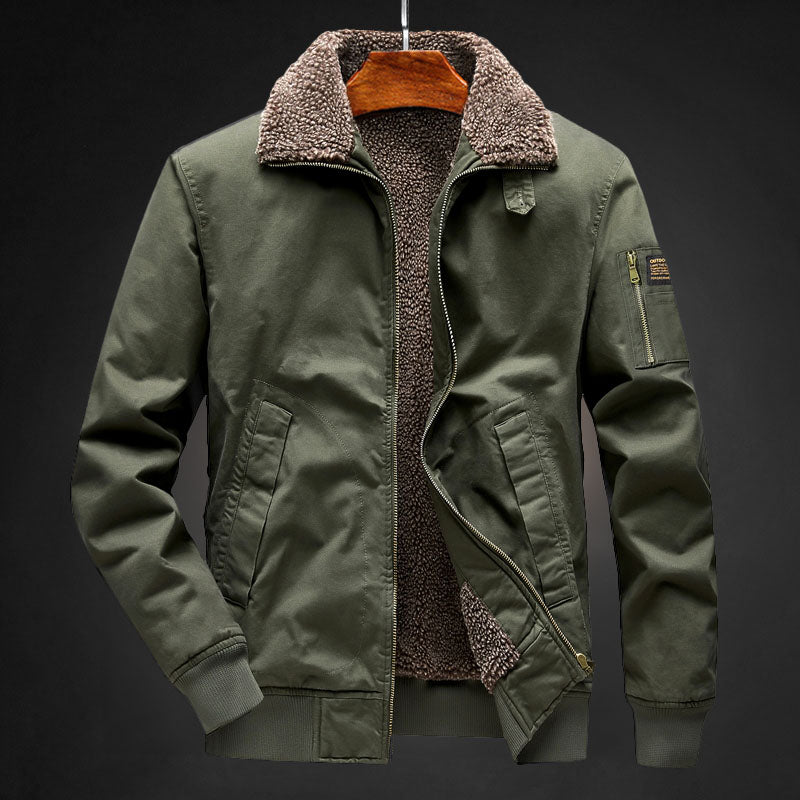 Insulating Men's Bomber Jacket - Sherpa Lined, For Winter Green - Tophatter Daily Deals