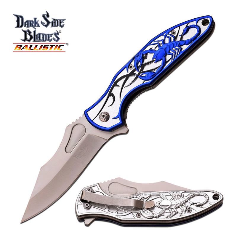 DARK SIDE BLADES Blue Scorpion Rescue Hunting Camping Pocket Knife - Tophatter's Guns'N'Weapons Store Collectible Weapons - Tophatter Daily Deals