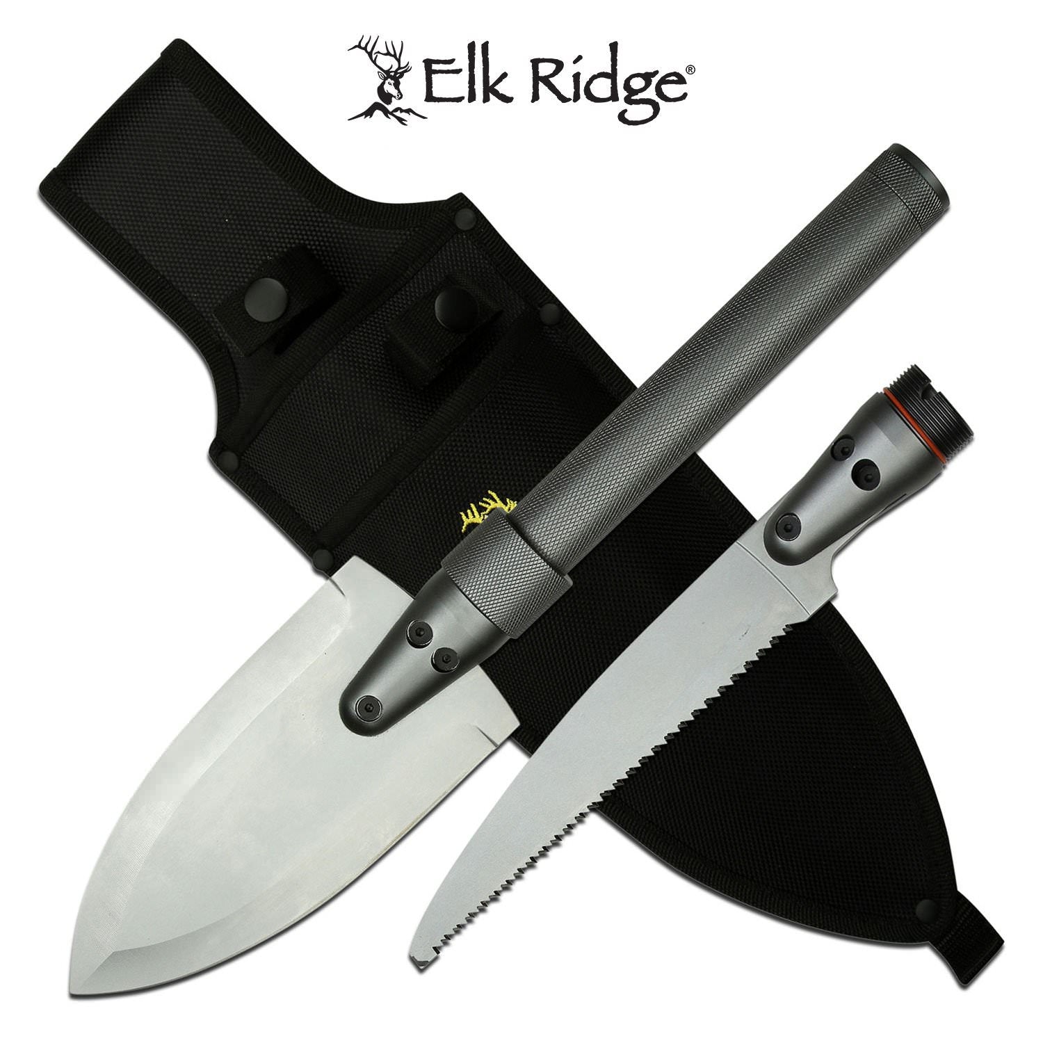 Survival Knife Kit Spear And Saw Blade Entrenching Tool With Nylon Sheath - TOPHATTER'S ARMORY DEALS Collectible Weapons - Tophatter Daily Deals
