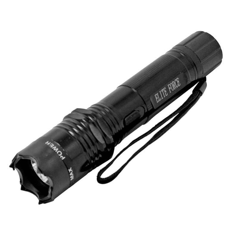 Tactical Elite Force Metal Stun Gun Rechargeable LED Flashlight - Black Collectible Weapons - Tophatter Daily Deals
