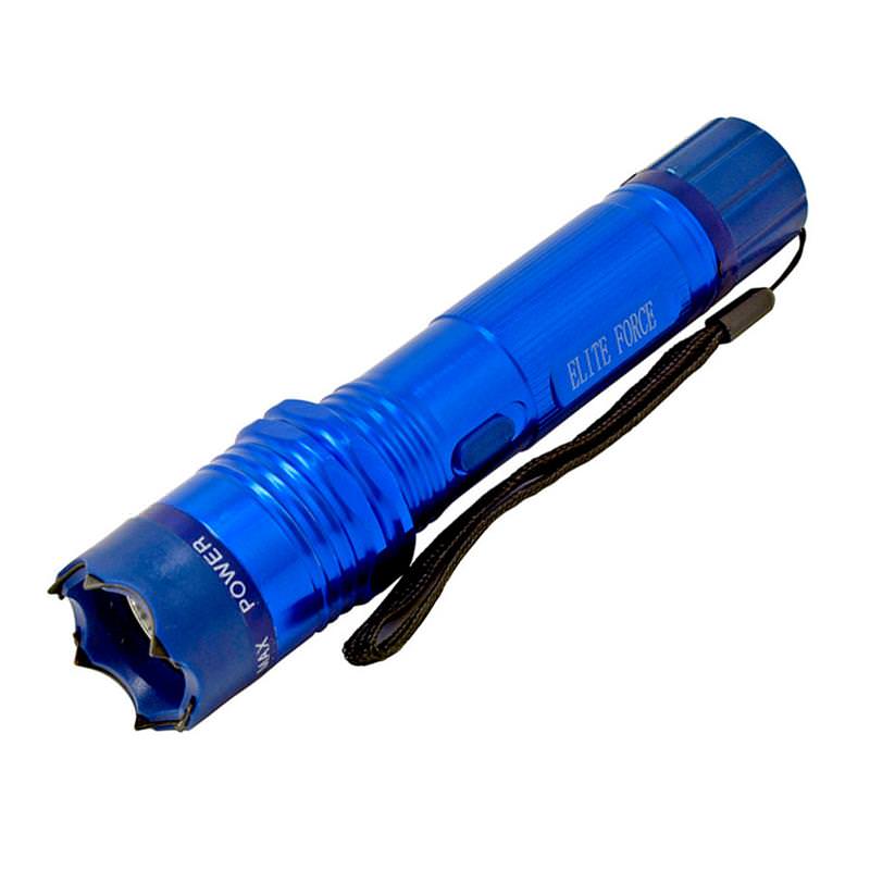 Tactical Elite Force Metal Stun Gun Rechargeable LED Flashlight - Blue - TOPHATTER'S ARMORY DEALS Collectible Weapons - Tophatter Daily Deals