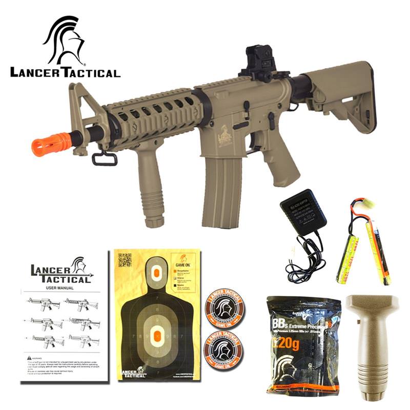 Lancer Tactical MK18 MOD0 Airsoft M4 RIS Automatic Electric AEG Rifle Tan - Tophatter's Inc. Weapons Store Online Collectible Weapons - Tophatter Daily Deals