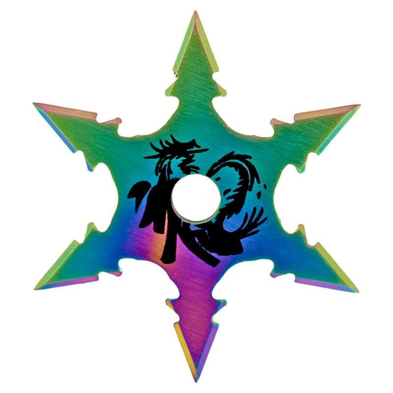 Secret Dragon Ninja Six Points Throwing Star Rainbow Finish With Pouch - Tophatter's Army Products & Self Defense Collectible Weapons - Tophatter Daily Deals