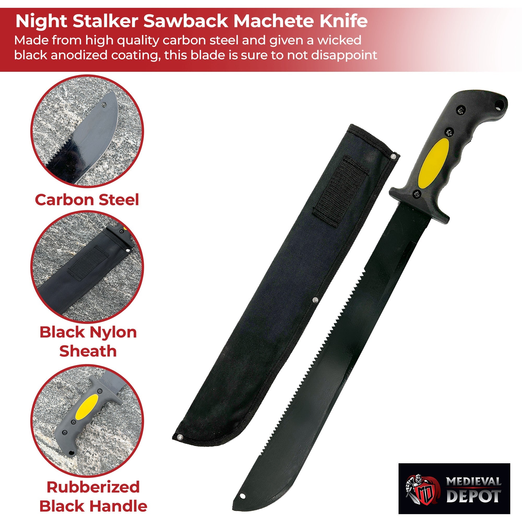 Night Stalker Sawback Latin Functional Outdoor Machete Knife knives - Tophatter Daily Deals