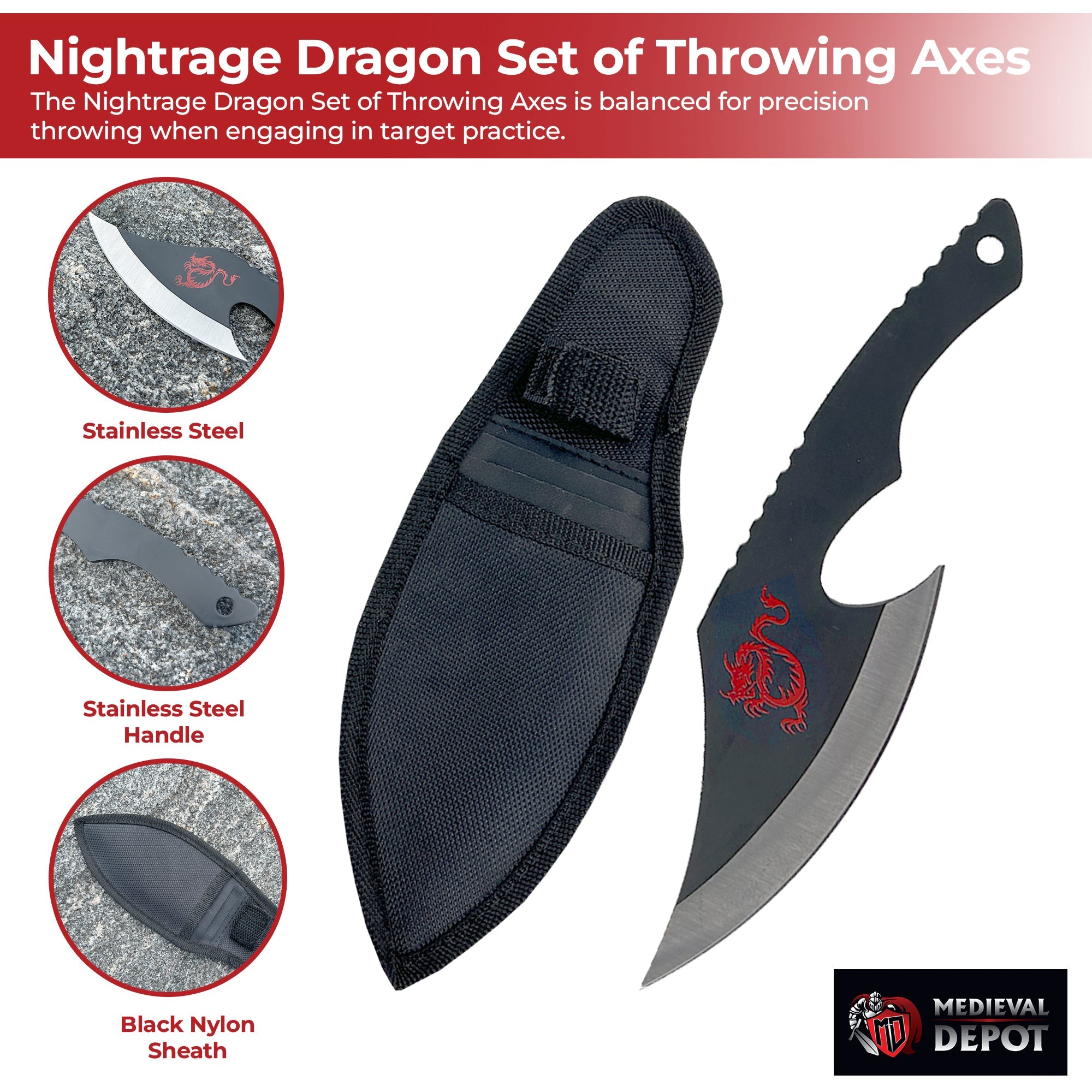 Nightrage Dragon Set of Throwing Axes knives - Tophatter Daily Deals
