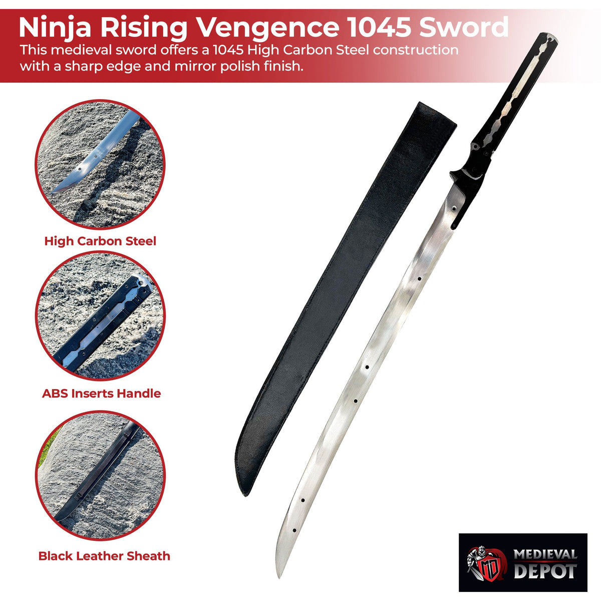 Ninja Rising Vengence 1045 Steel Full Tang Handmade Sword swords - Tophatter Daily Deals
