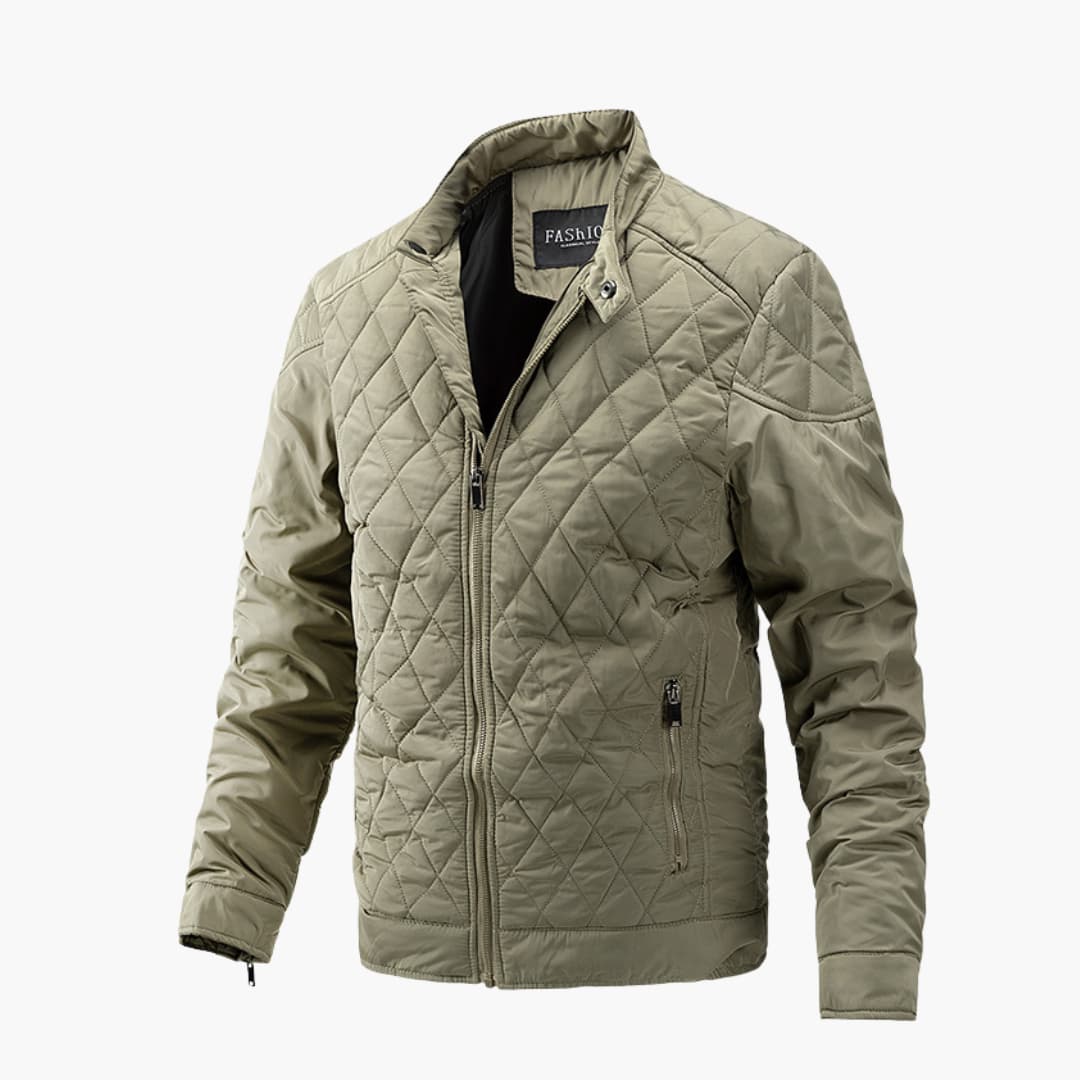 Lightweight Men's Quilted Jacket - Diamond, Insulated Khaki - Tophatter Daily Deals