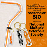 "Be Bold Wear Orange" Cane: Orange Streak w/ Floating Bubbles in Clear Shaft