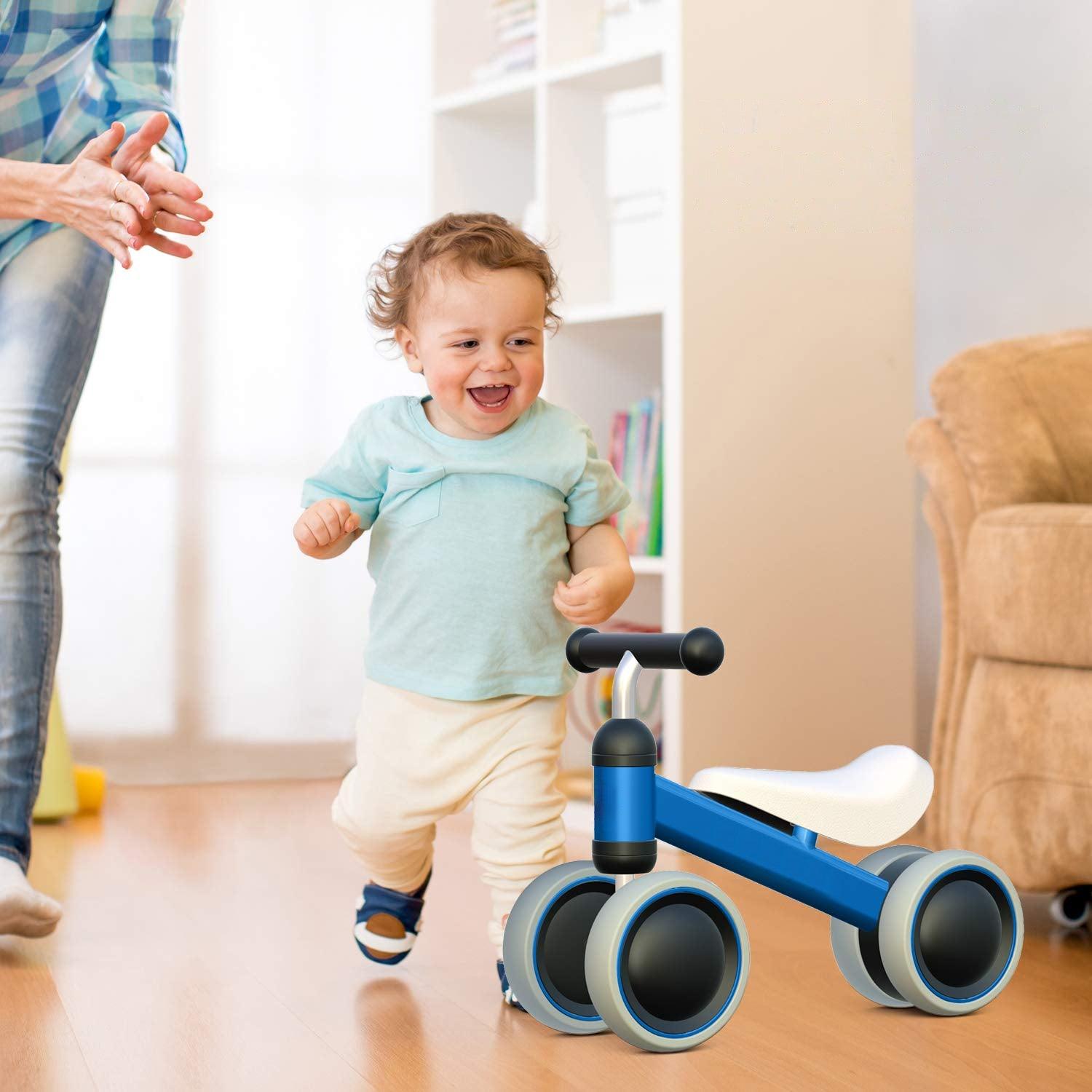 Toddler Balance Bike - Baby Bike Blue Kids Trike No Pedal Free Toddler For 1-2 Year Old Baby & Toddler - Tophatter Daily Deals