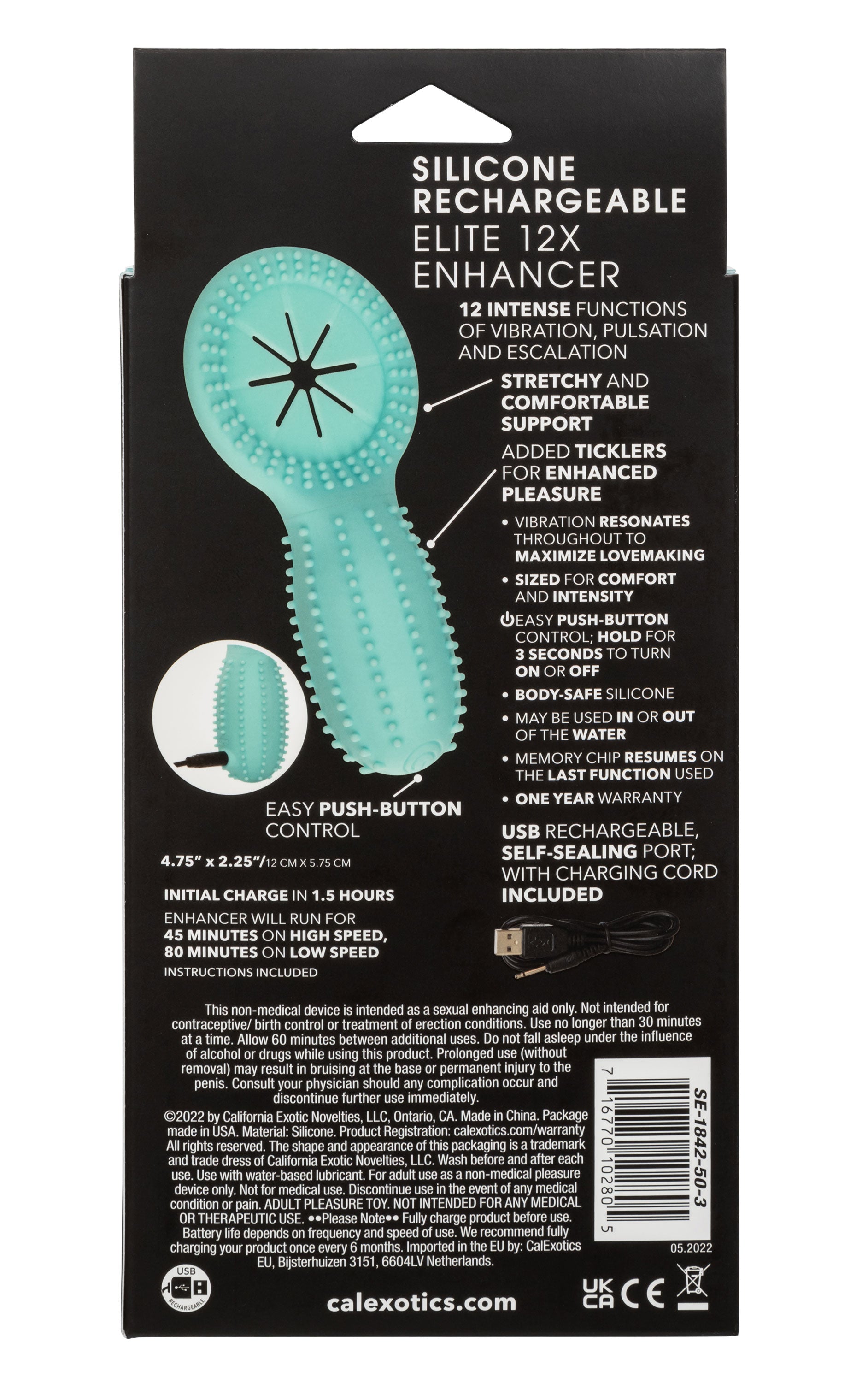 Elite 12X Enhancer – Rechargeable Vibrating Cock Ring with 12 Vibration Settings > Cock Ring > Vibrating - Tophatter Daily Deals