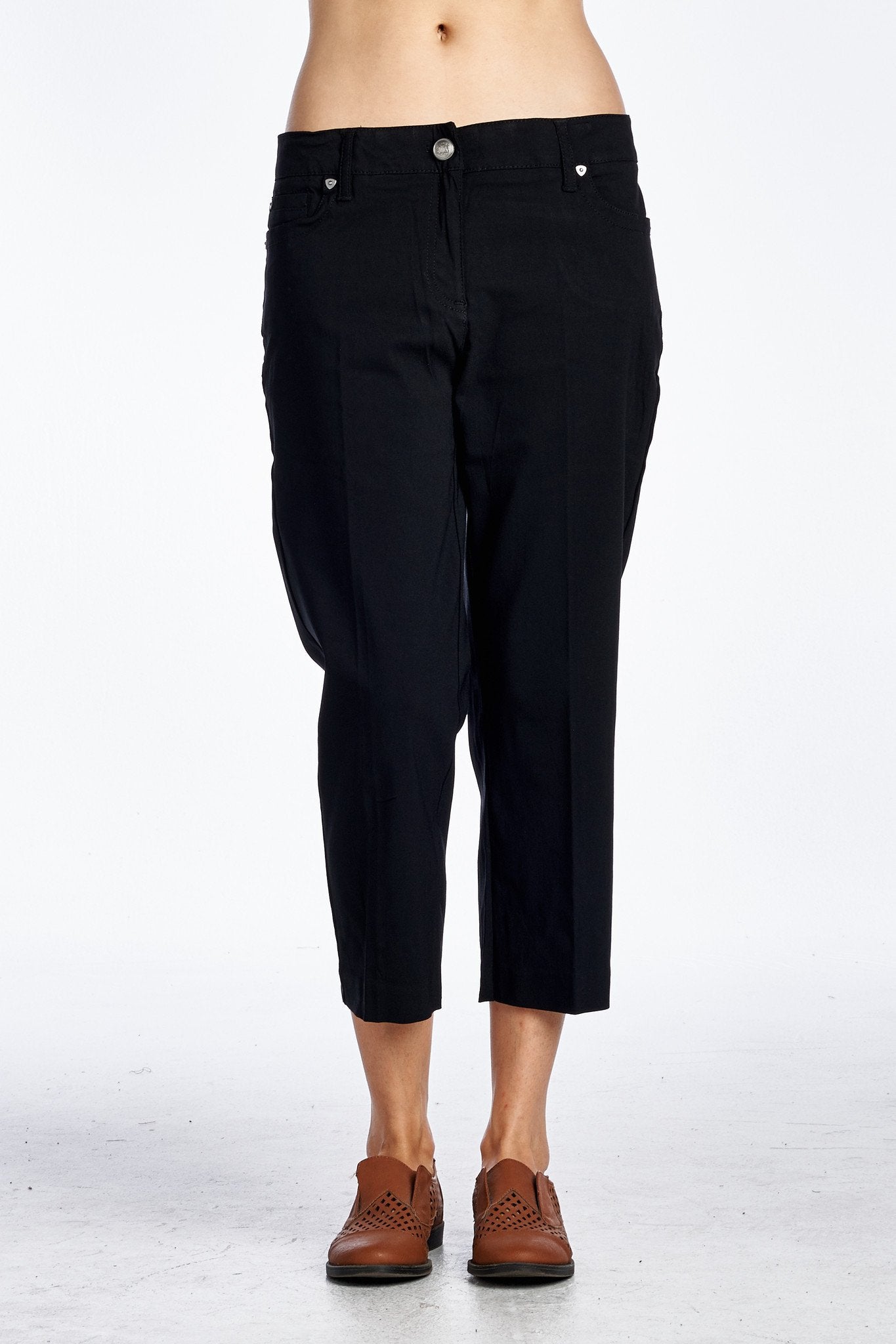 Women's Stretch Crop Pants Black Pants - Tophatter Daily Deals