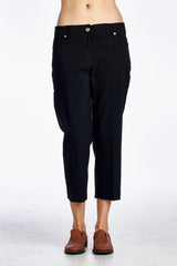 Women's Stretch Crop Pants Black Pants - Tophatter Daily Deals