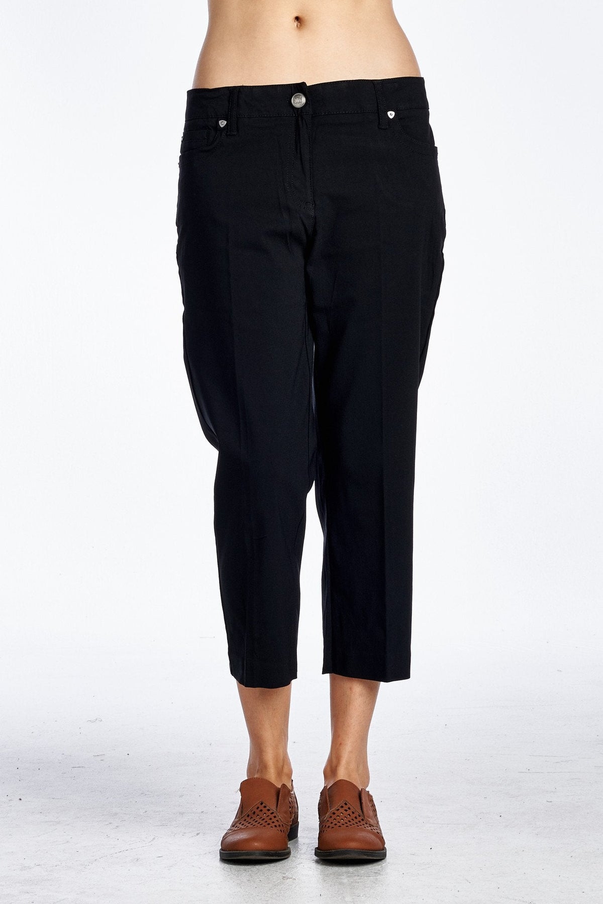 Women's Stretch Crop Pants Black Pants - Tophatter Daily Deals