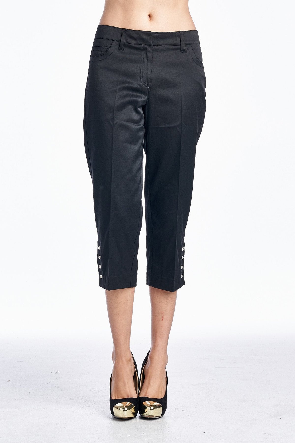 Women's Stretch Crop Pants Black Pants - Tophatter Daily Deals