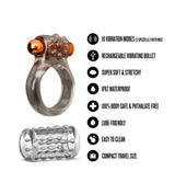Stay Hard Vibrating Cock Ring Set With Textured Sleeve - Stamina Enhancer > Cock Ring > Vibrating - Tophatter Daily Deals