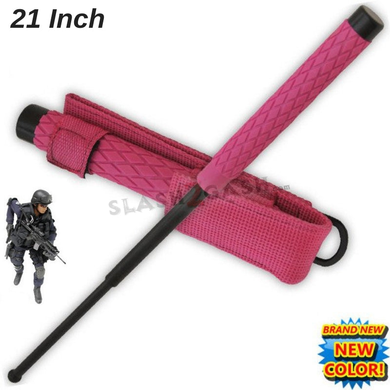Expandable Pink Baton Metal Police Stick w/ Sheath - 21" Inch SD-Baton - Tophatter Daily Deals