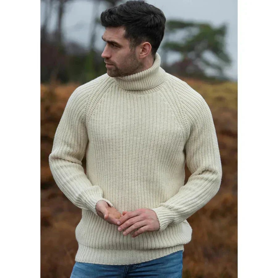 Warm Cozy Men's Turtleneck Sweater - Chunky Ribbed Wool - Tophatter Daily Deals