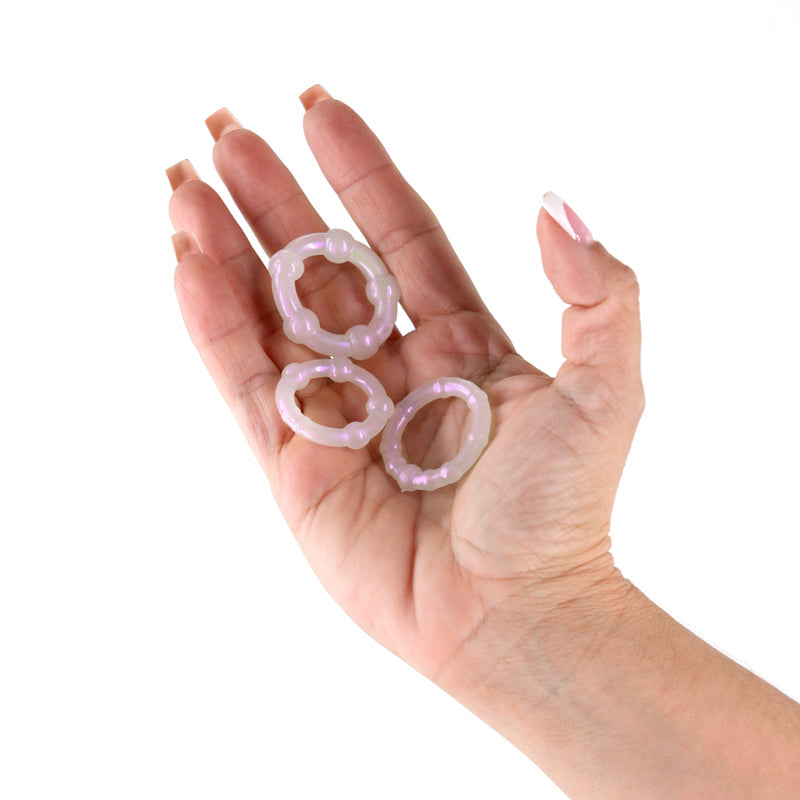 Fantasia Pearl Pearlescent Beaded Cock Rings Set of 3 Sizes – Flexible Cock Rings > Cock Ring > Sets - Tophatter Daily Deals