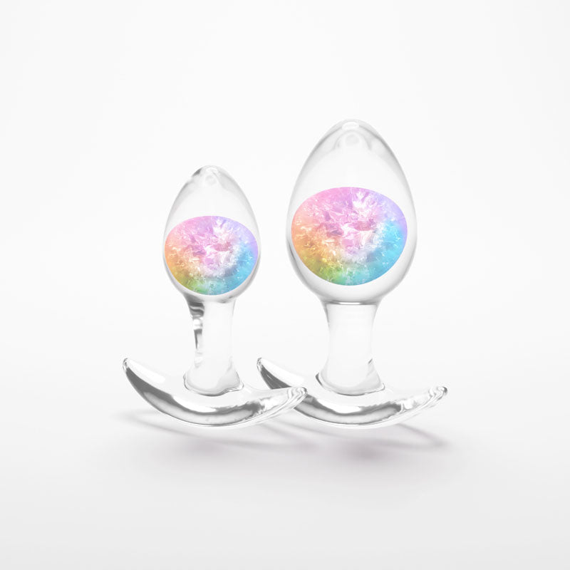 Glams Cosmic 2-Piece Kit (Clear/Rainbow) – Body-Safe Liquid Silicone Butt Plug Set > Anal Range > Butt Plug Kits - Tophatter Daily Deals