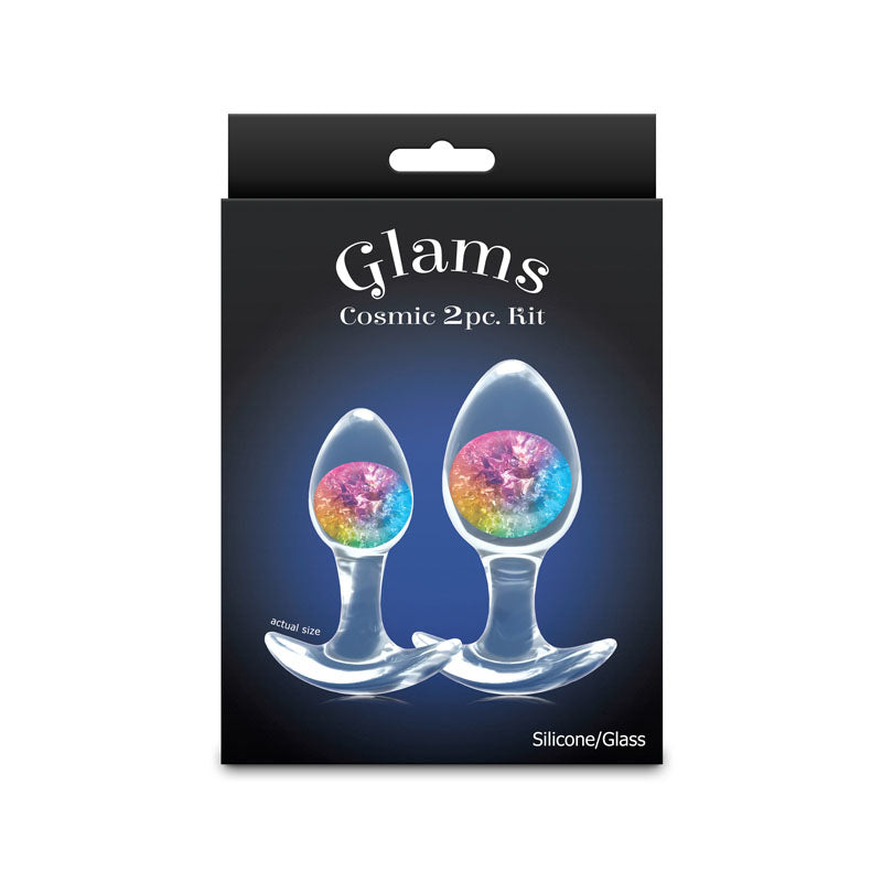 Glams Cosmic 2-Piece Kit (Clear/Rainbow) – Body-Safe Liquid Silicone Butt Plug Set > Anal Range > Butt Plug Kits - Tophatter Daily Deals