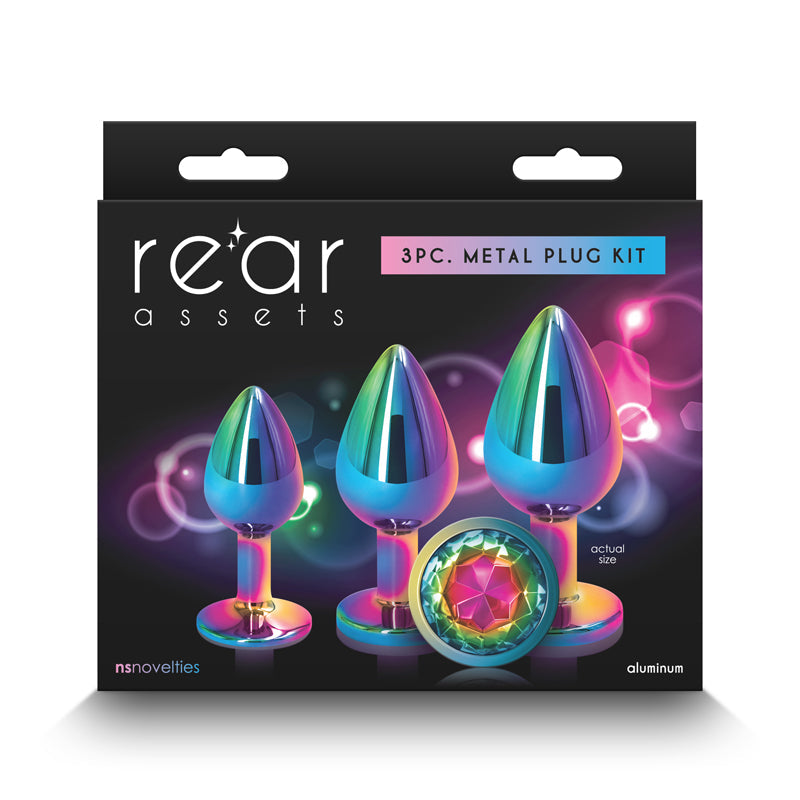 Rear Assets Trainer Kit (Multicolor) – Chrome-Plated 3 Pc Metal Plug Set With Circular Jewel > Anal Range > Butt Plug Kits - Tophatter Daily Deals