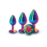 Rear Assets Trainer Kit (Multicolor) – Chrome-Plated 3 Pc Metal Plug Set With Circular Jewel > Anal Range > Butt Plug Kits - Tophatter Daily Deals