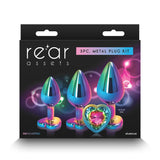 Rear Assets Trainer Kit (Multicolor) – Chrome-Plated Graduated Metal Butt Plug Set with Heart Jewel > Anal Range > Jewel Butt Plugs - Tophatter Daily Deals