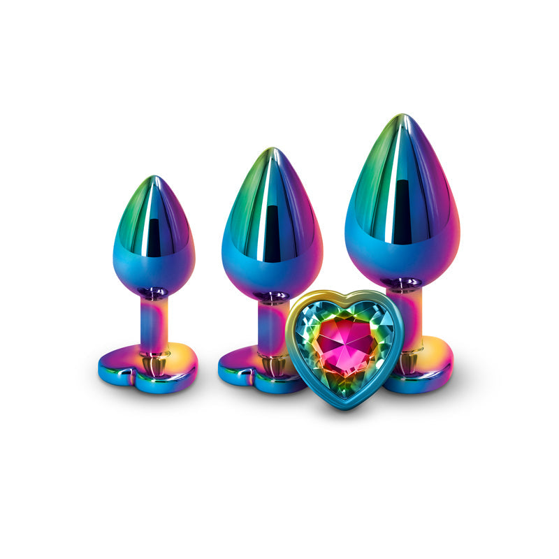 Rear Assets Trainer Kit (Multicolor) – Chrome-Plated Graduated Metal Butt Plug Set with Heart Jewel > Anal Range > Jewel Butt Plugs - Tophatter Daily Deals