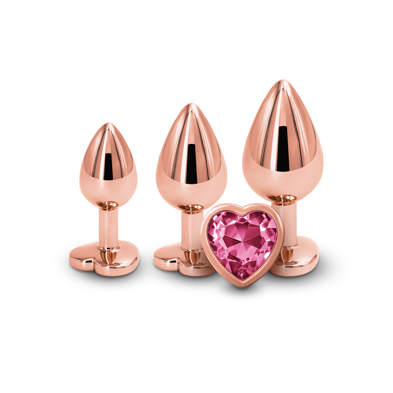 Rear Assets Trainer Kit - 3 Metallic Butt Plugs with Pink Hearts > Anal Range > Butt Plug Kits - Tophatter Daily Deals