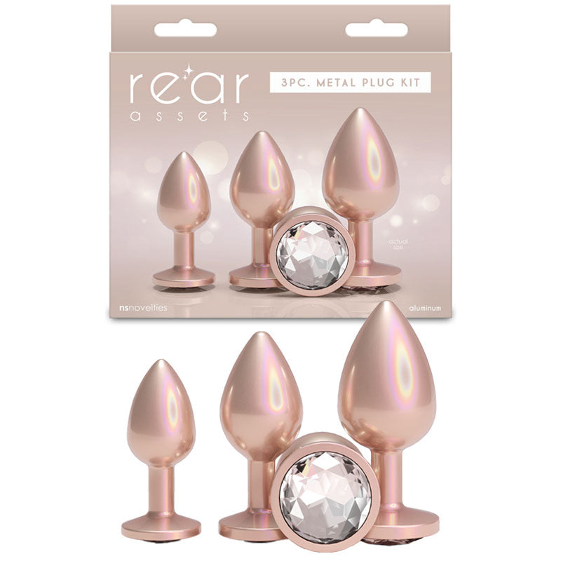 Rear Assets Trainer Kit – Set of 3 Chrome-Plated Butt Plugs in Graduated Sizes > Anal Range > Jewel Butt Plugs - Tophatter Daily Deals