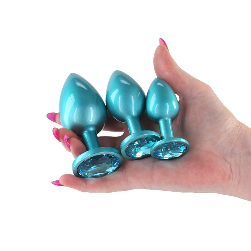 Rear Assets Trainer Kit – Set of 3 Chrome-Plated Butt Plugs > Anal Range > Jewel Butt Plugs - Tophatter Daily Deals