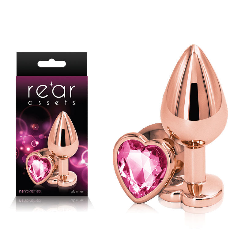 Rear Assets Rose Gold Heart Medium – Metal Butt Plug with Pink Gem Base > Anal Range > Jewel Butt Plugs - Tophatter Daily Deals