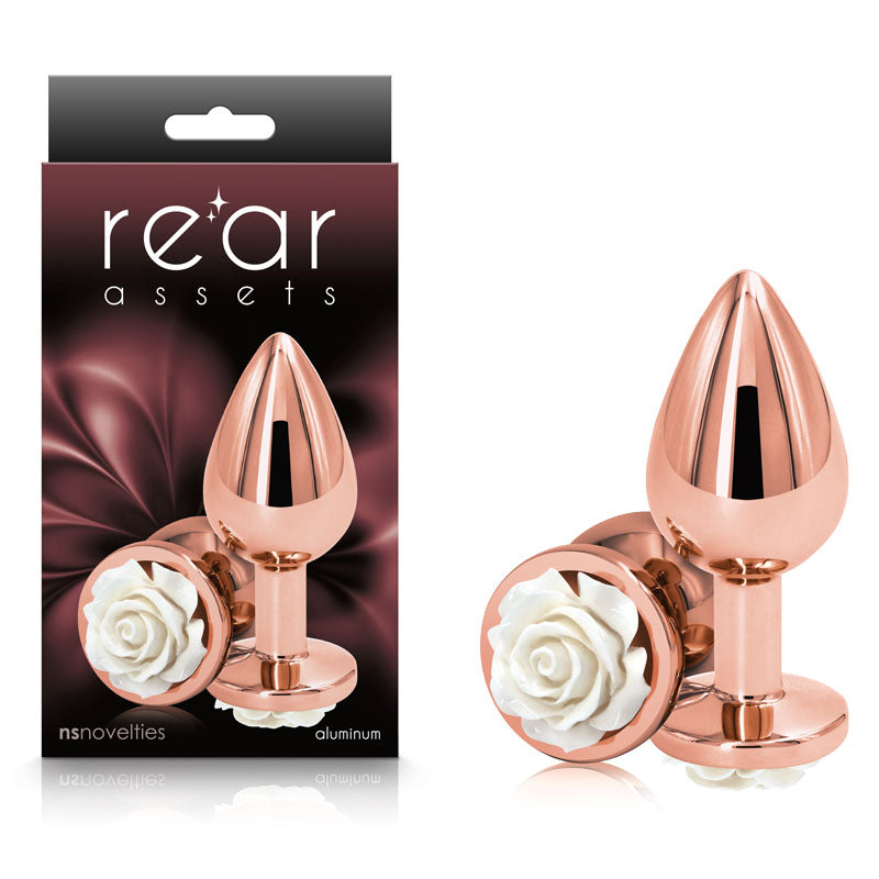 Rear Assets Rose Medium (White) – 8.9 cm Metal Butt Plug > Anal Range > Jewel Butt Plugs - Tophatter Daily Deals