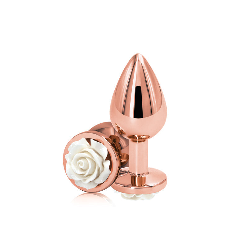 Rear Assets Rose Medium (White) – 8.9 cm Metal Butt Plug > Anal Range > Jewel Butt Plugs - Tophatter Daily Deals