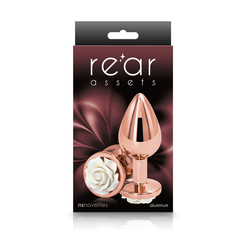 Rear Assets Rose Medium (White) – 8.9 cm Metal Butt Plug > Anal Range > Jewel Butt Plugs - Tophatter Daily Deals