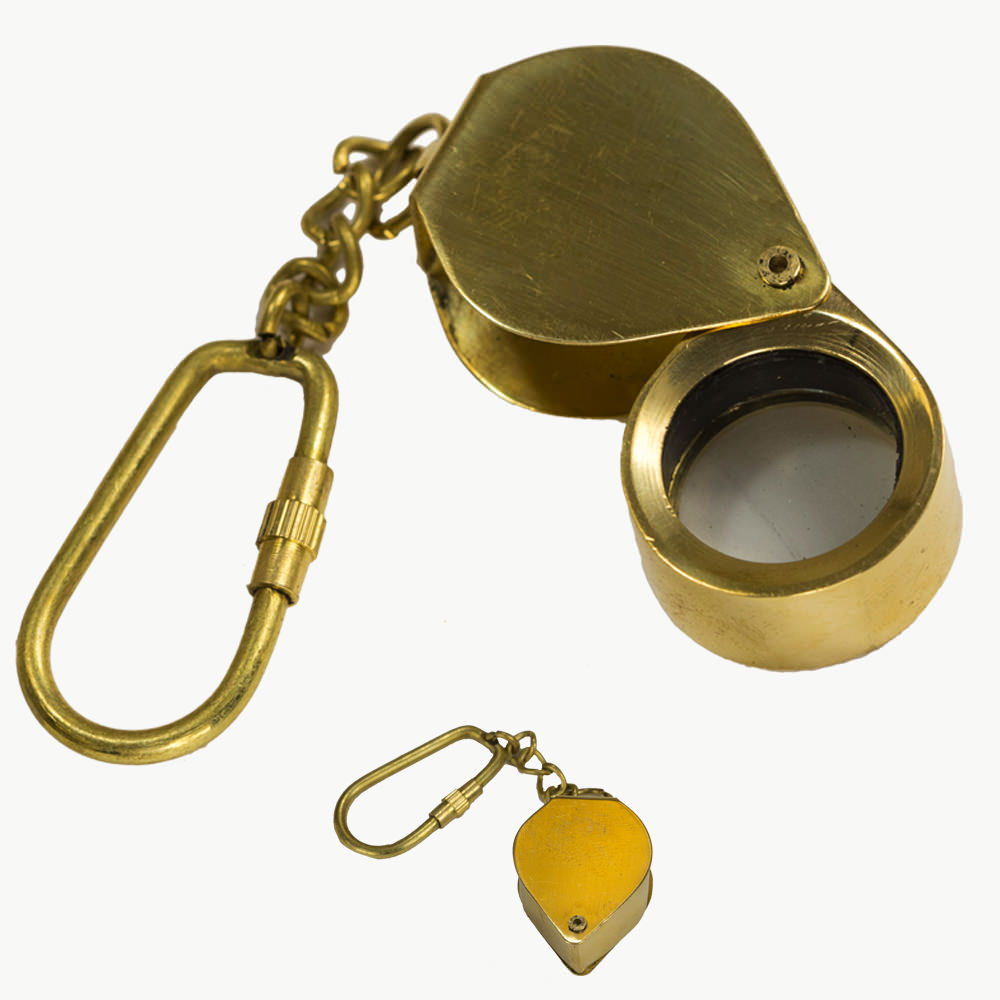 Folding Magnifying Glass Brass Keychain Nautical Key Ring - Tophatter's Guns'N'Weapons Store Collectible Weapons - Tophatter Daily Deals
