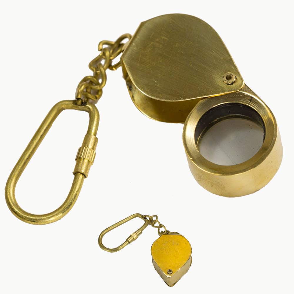 Folding Magnifying Glass Brass Keychain Nautical Key Ring - Tophatter's Inc. Weapons Store Online Collectible Weapons - Tophatter Daily Deals