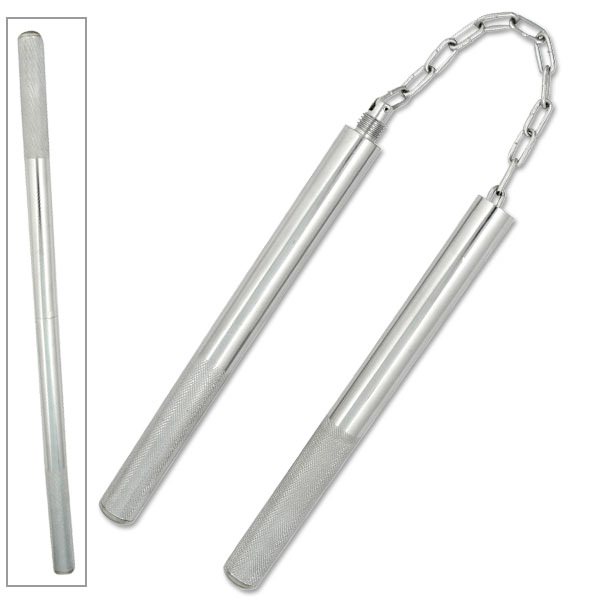 11 Inch Silver Aluminum Convertible Nunchaku Collectible Weapons - Tophatter Daily Deals