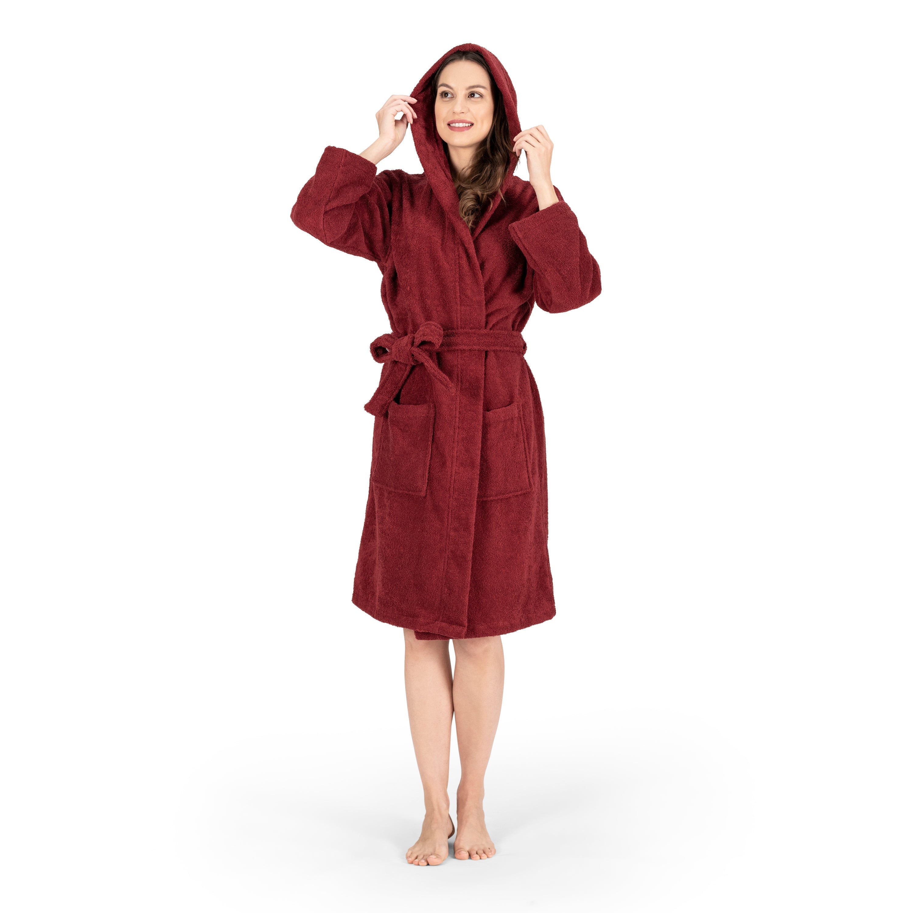 Nine West Hooded Terry Robe - 100% Turkish Cotton Robes - Tophatter Daily Deals