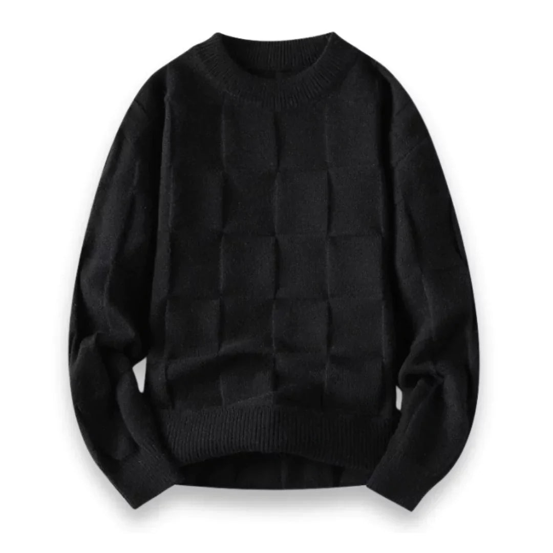 Soft Classic Men's Sweater - Crewneck, Cotton, Office Wear Black - Tophatter Daily Deals