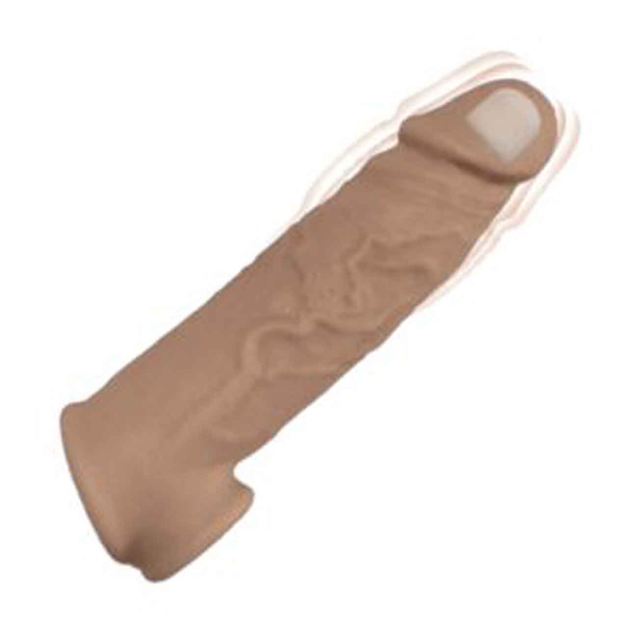 Natural Realskin Vibrating Penis Extender Sleeve Brown 7.6cm > Sex Toys For Men > Penis Sleeves - Tophatter Daily Deals