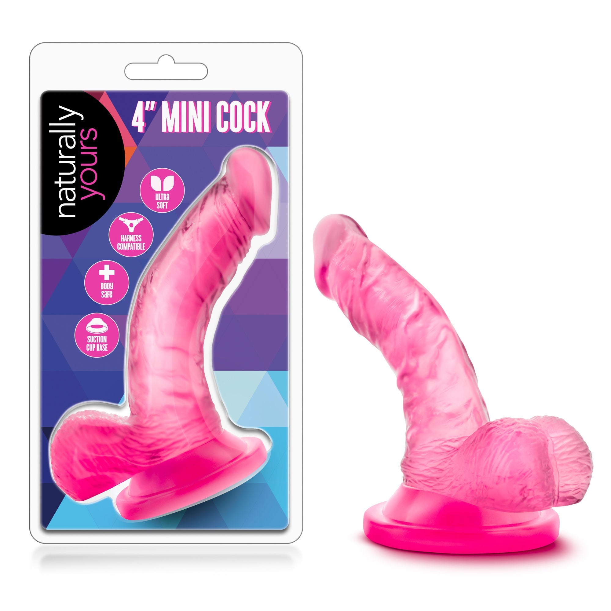 Naturally Yours 4 Inch Mini Cock Suction Base Dildo Pink > Dildos > Slim Dildos - Tophatter Daily Deals